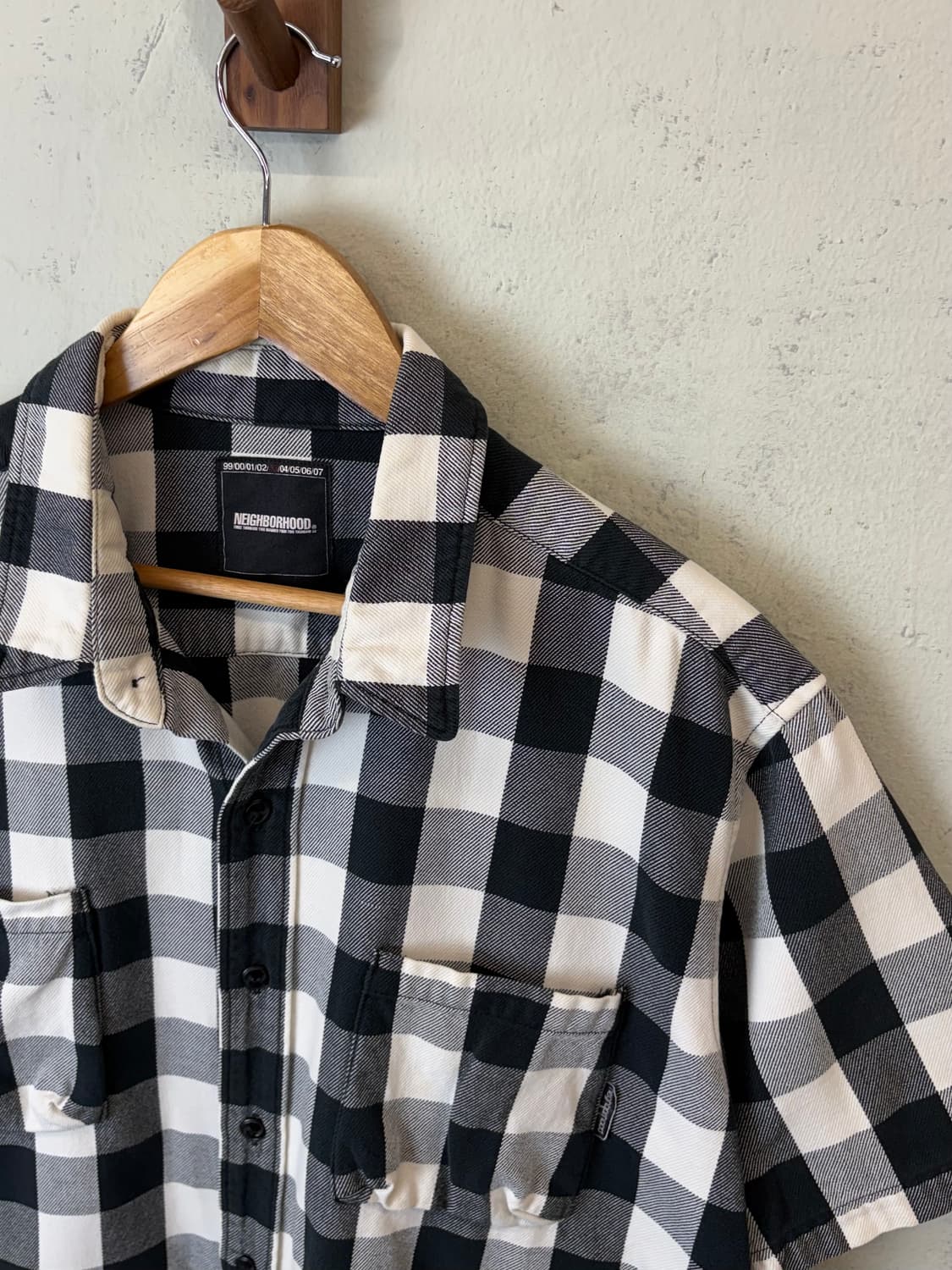 네이버후드 00s 빈티지 깅엄체크 반팔 셔츠 상품이미지5