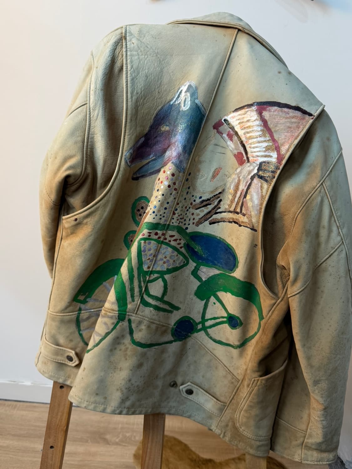 빈티지 쇼트 핸드 페인드 레더 자켓  상품이미지6