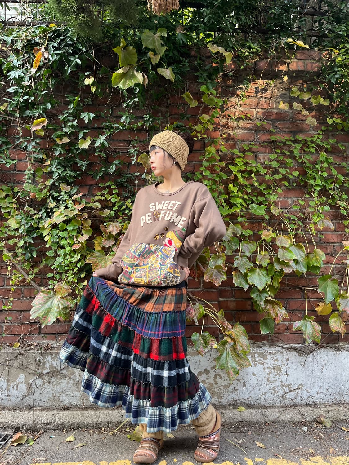 일본무드 체크 패치 캉캉 스커트 상품이미지2