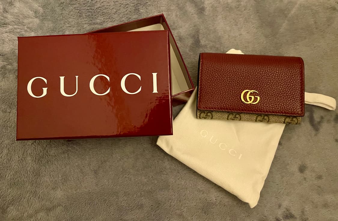Gucci 구찌 GG 마몽 바이컬러 카드 지갑/버건디 상품이미지1
