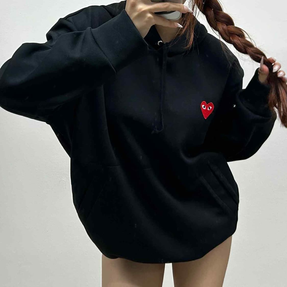 꼼데가르송 하트와펜 블랙 스웨트셔츠 후드티(XL) 상품이미지2