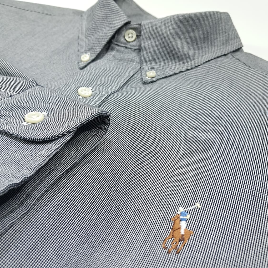 CL813 2XL 폴로 90s 멀티포니 스틸그레이 모노 도트체크 셔츠  상품이미지4