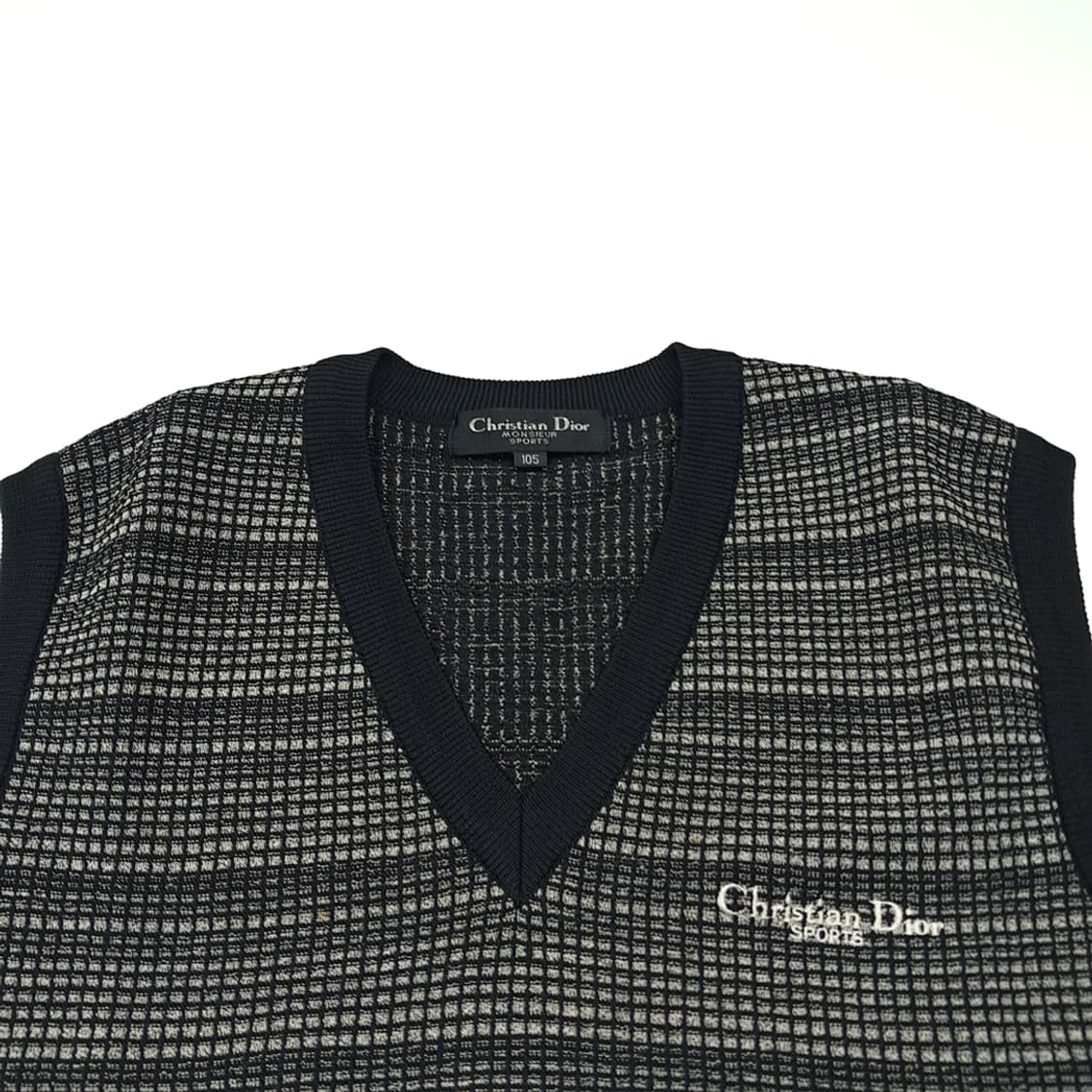 CK029 XL 디올 90s 브이넥 블랙 니트조끼 베스트 상품이미지2