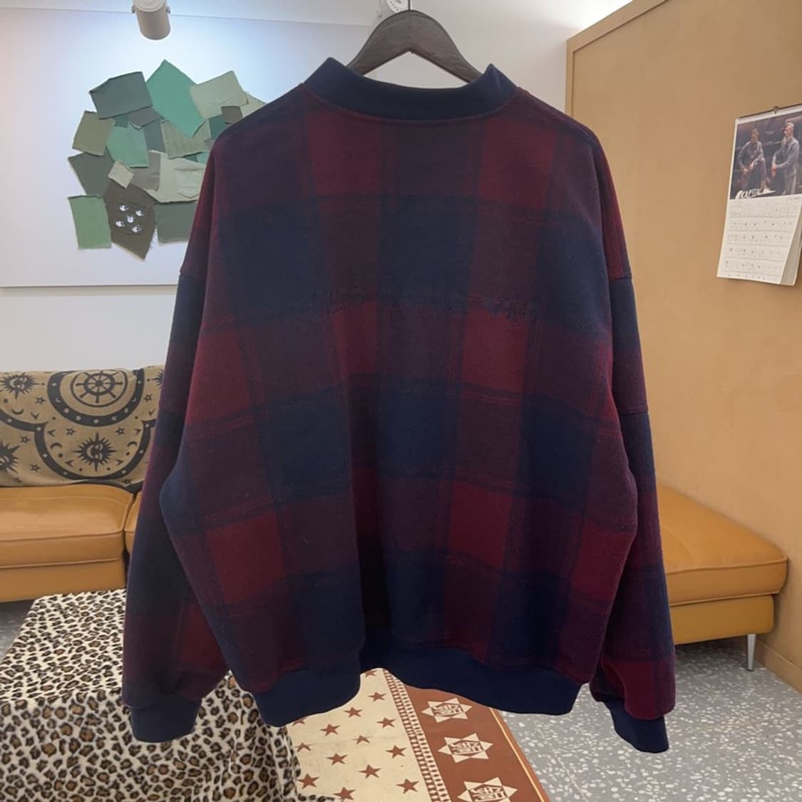 아크메드라비 빈티지 버건디 체커보드 바시티 자켓 2 C08852 상품이미지4