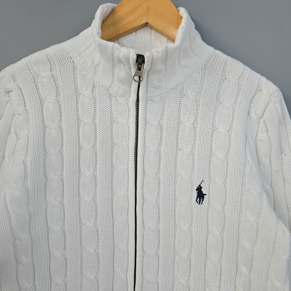 폴로 랄프로렌 꽈배기 케이블 집업 니트 가디건 M 상품이미지2
