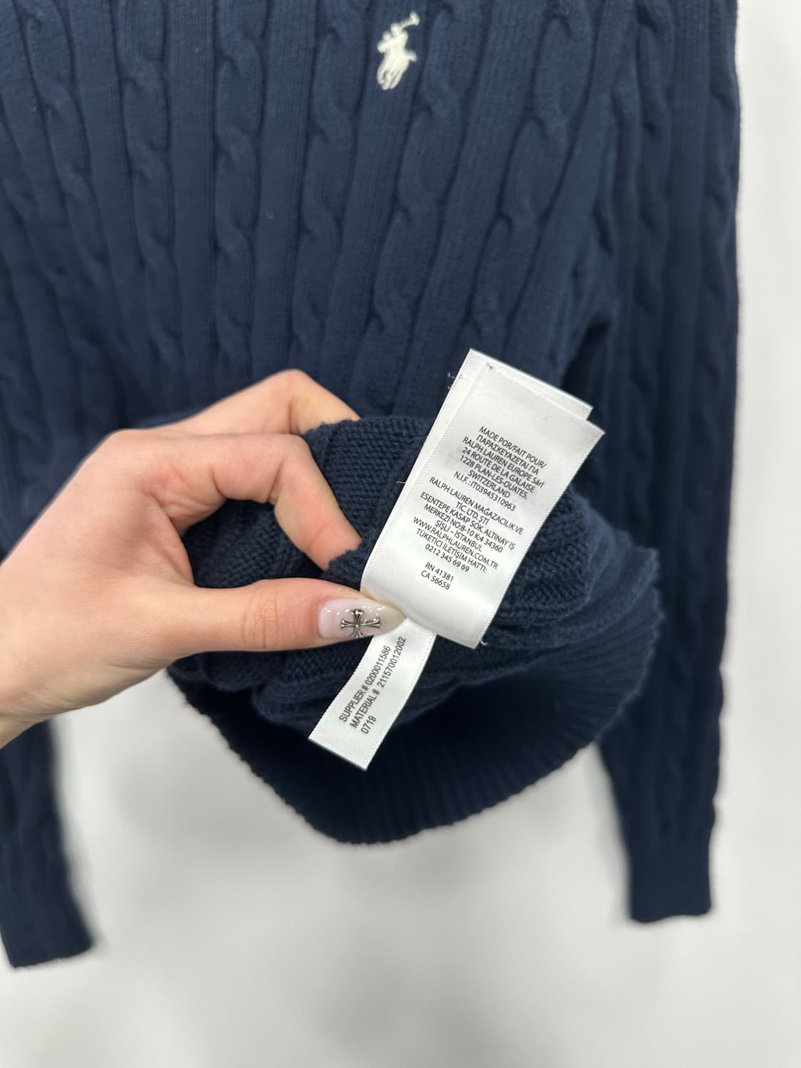 폴로 네이비 꽈배기 니트  상품이미지4