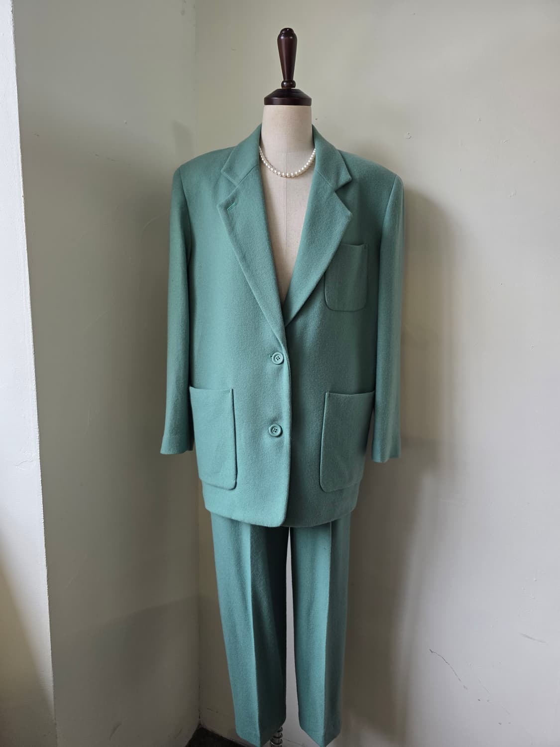 90s 빈티지 겐조(KENZO) 일러스트 라벨 울 셋업 슈트 상품이미지3