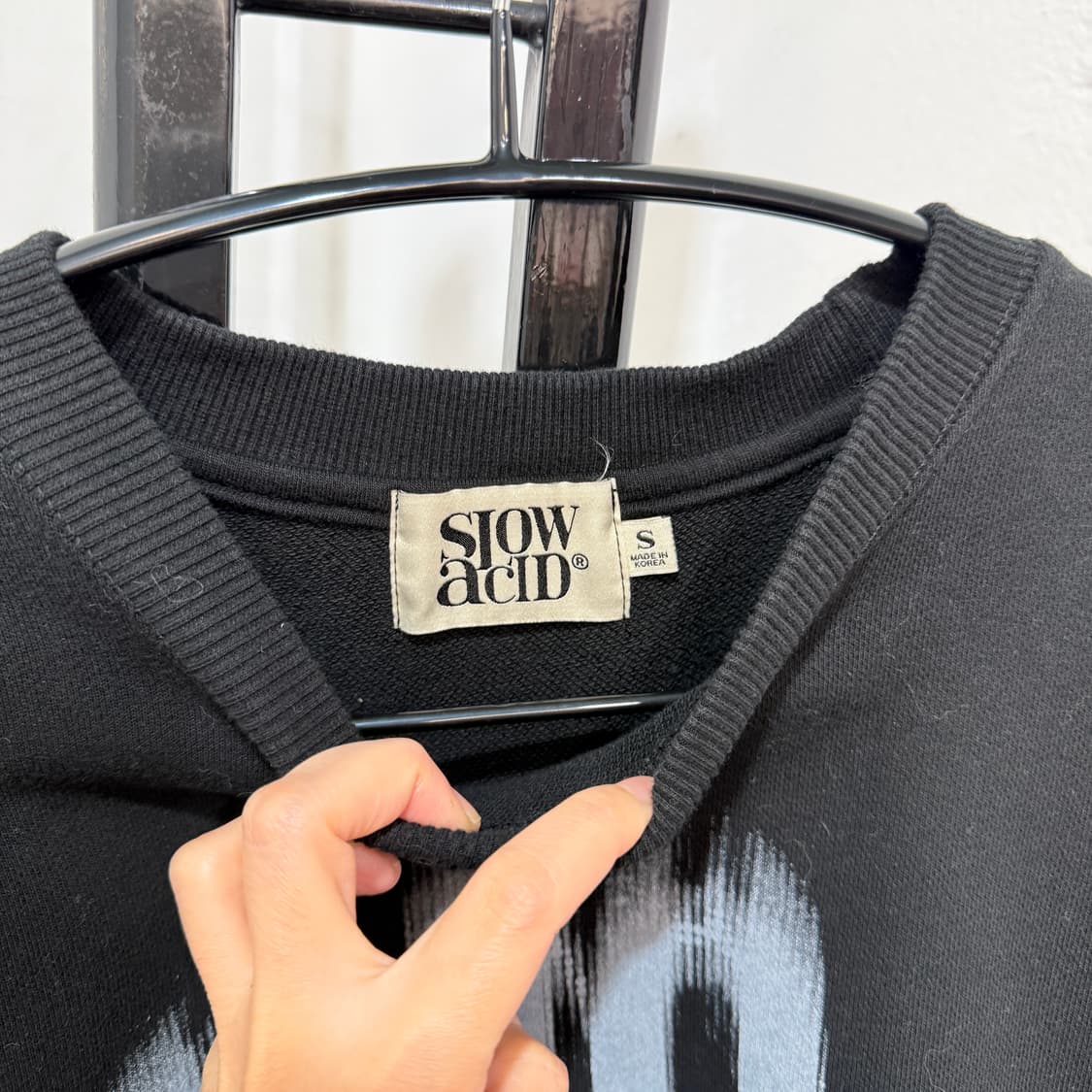 (S)슬로우애시드 레터링프린트 블랙맨투맨 스웻셔츠 4075 상품이미지2