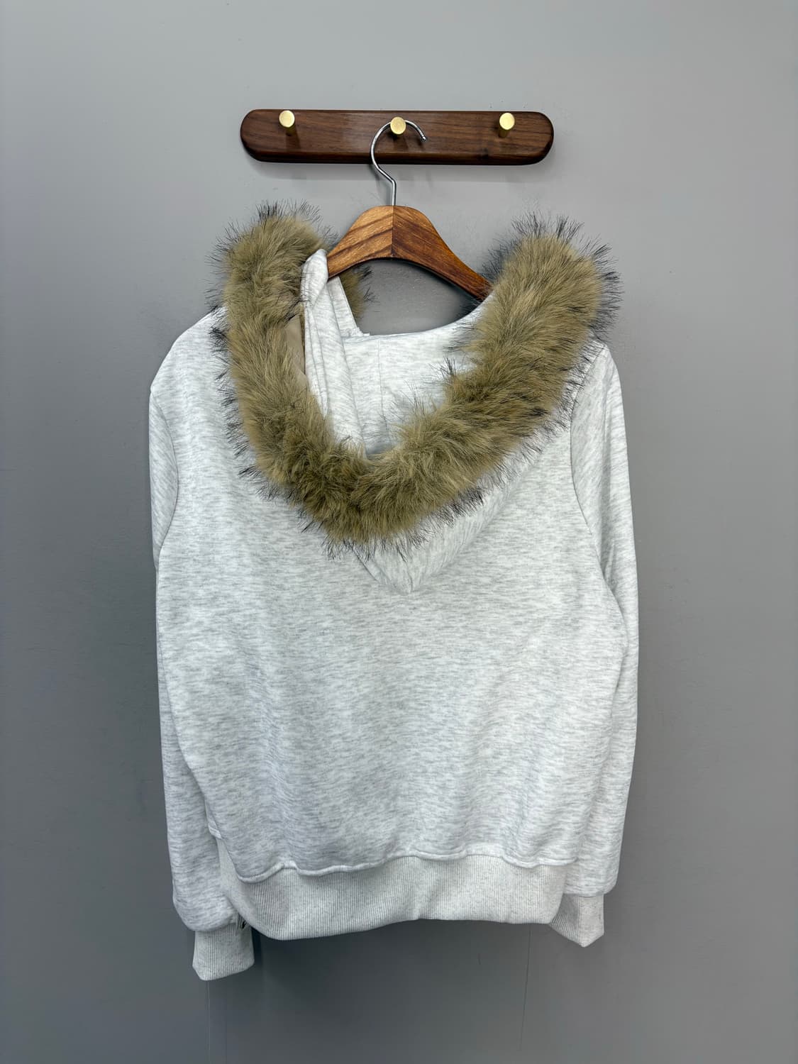 빈티지 레터링 퍼 후드집업 (퍼 탈부착 가능) A3125 상품이미지4