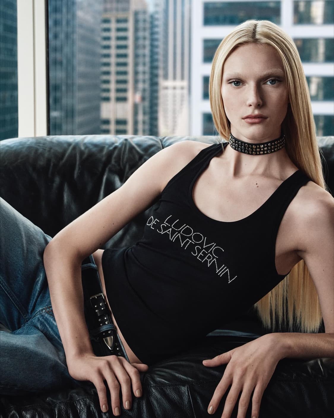 Ludovic de Saint Sernin 슬림 스키니 코팅진 데님팬츠 상품이미지6