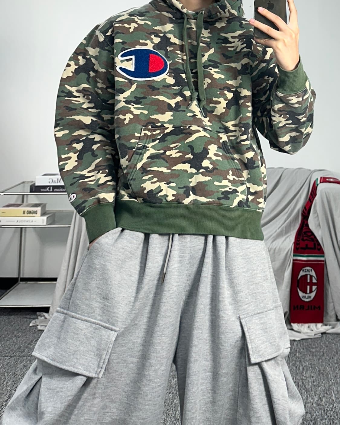 챔피온 제펜 카모 빅로고 후드티 L 상품이미지3