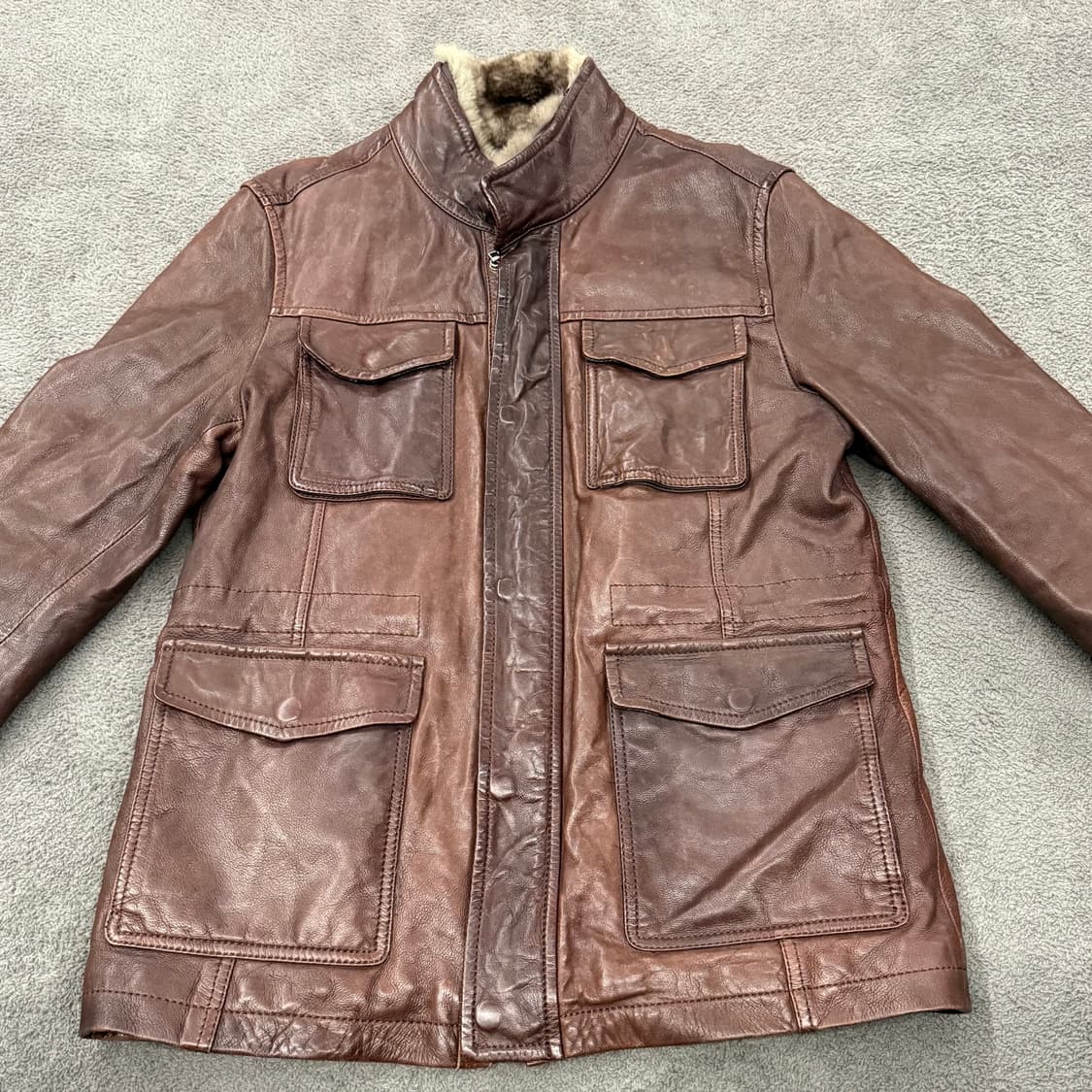 [정품/100] 헨리코튼 브라운 양가죽자켓 상품이미지3