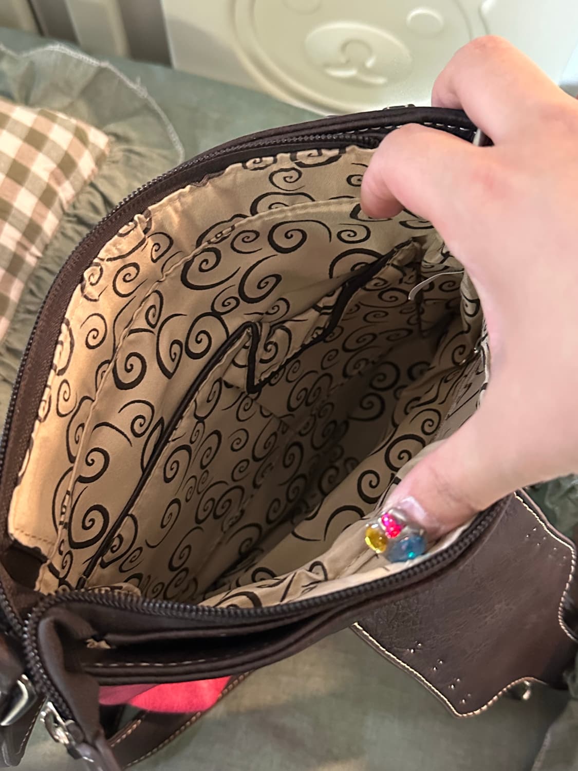 JP 핑크 레더 웨스턴 풍 크로스백 해외구매 모리걸 갸루 빈티지 상품이미지4