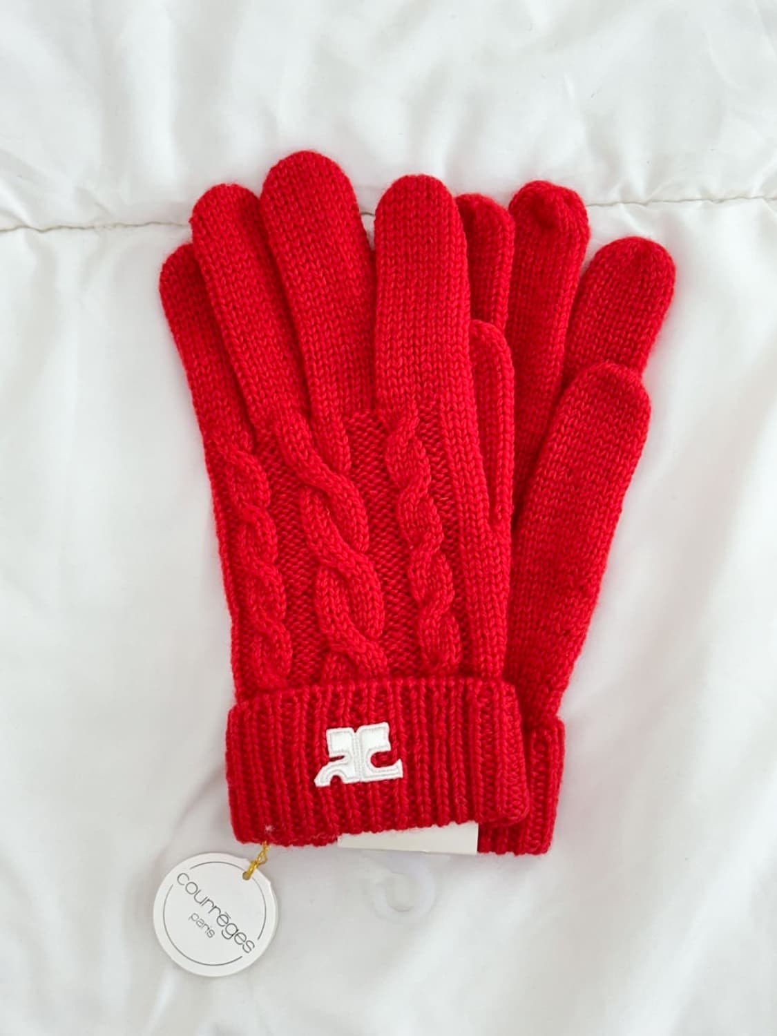 [새상품] courreges / 꾸레쥬 레드 울 장갑  상품이미지1