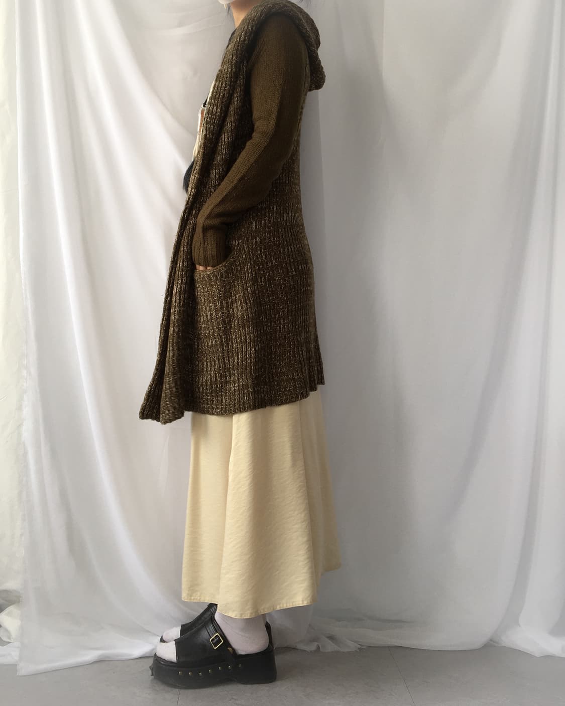 Bokashi hood open knit caridgan 상품이미지6