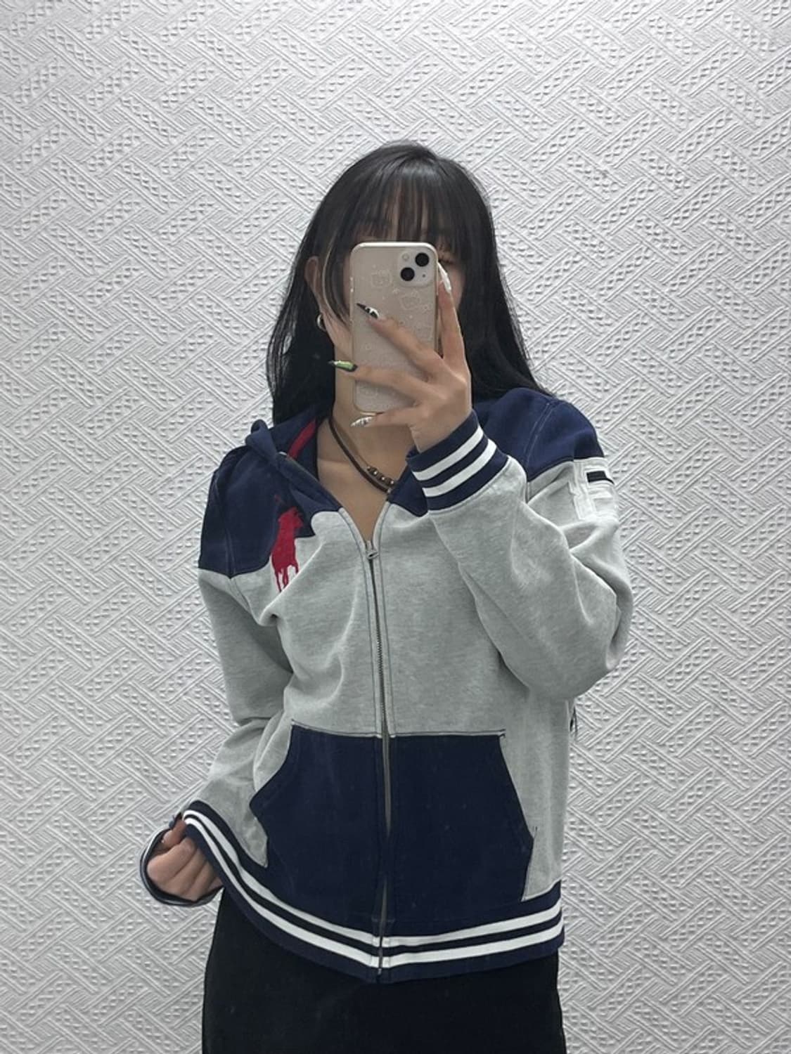 폴로 랄프로렌 빅포니 빈티지 레트로 배색 후드집업 XL C08777 상품이미지2