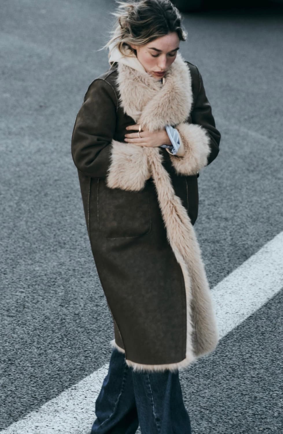 자라 더블 페이스드 리버시블 롱 코트 상품이미지1