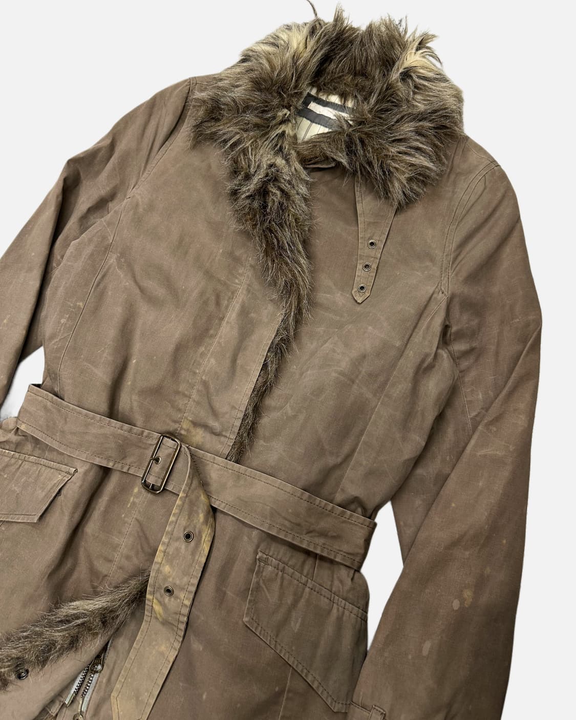 RNA grunge fur belted coat 상품이미지2