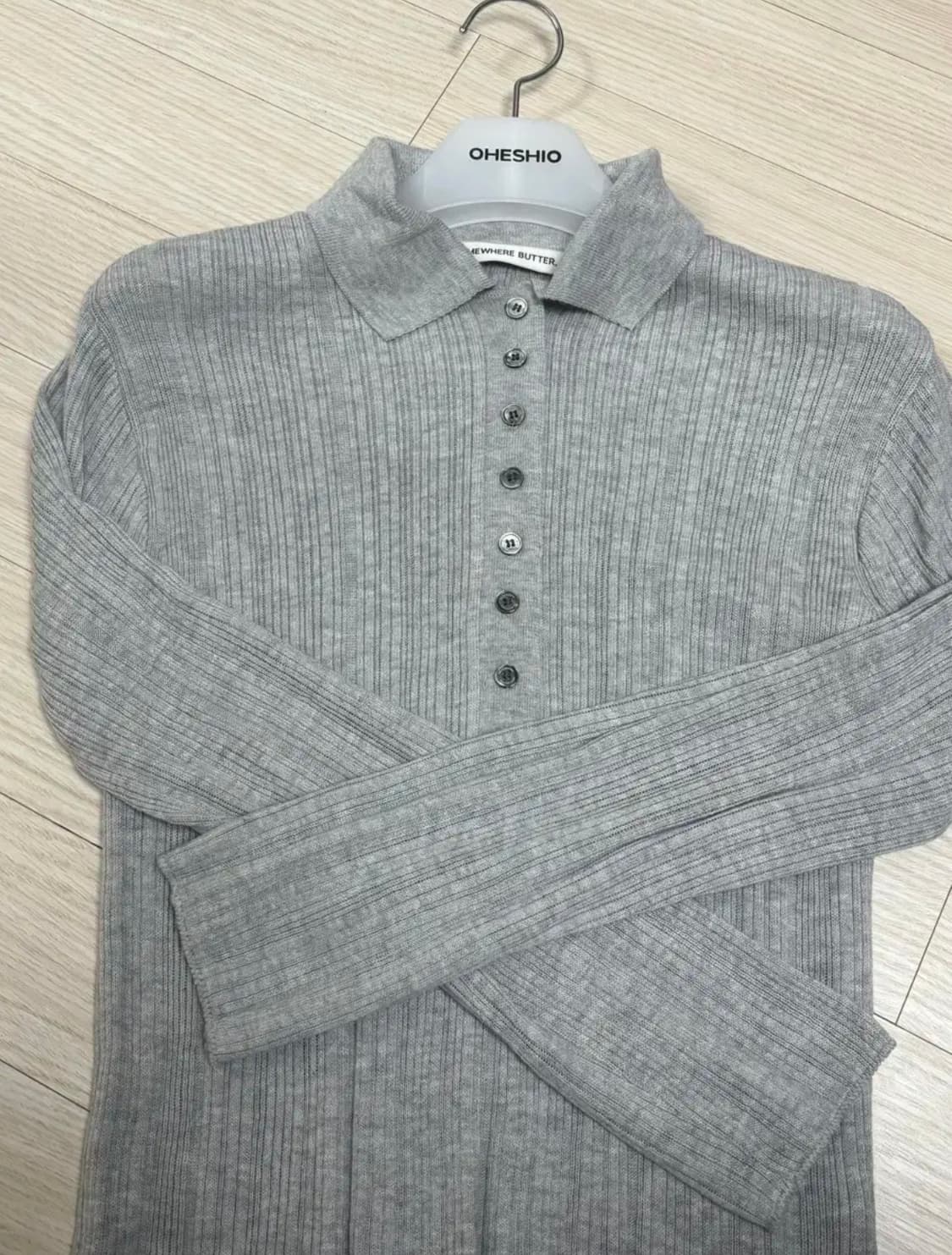 썸웨어버터 Henry Collar Knit - Grey 니트 상품이미지6