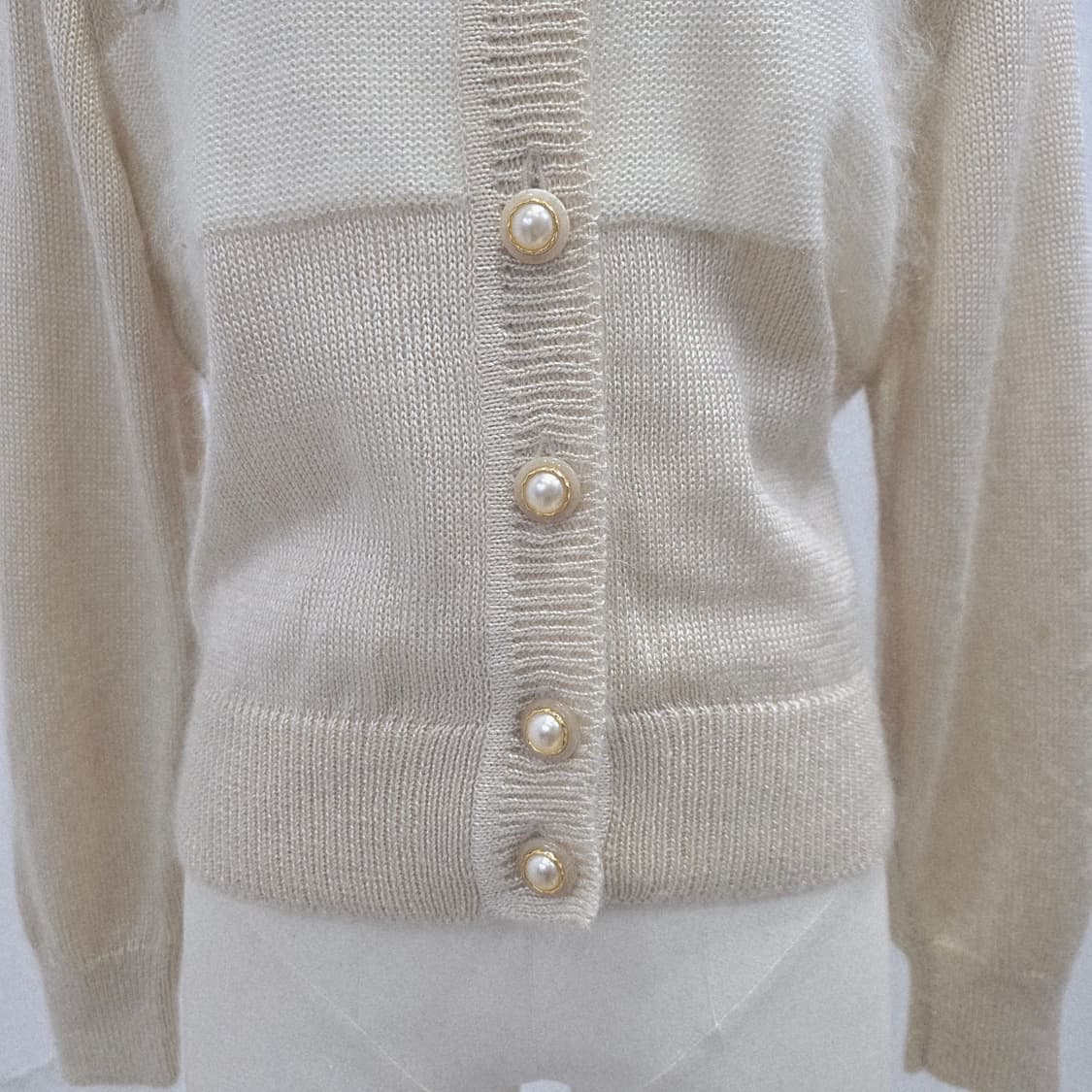 모헤어 울 베이지 플라워 니트 가디건 상품이미지5