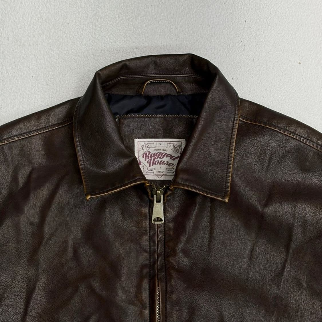 RUGGED HOUSE 워시드 비건 레더 오버핏 블루종 1 상품이미지3