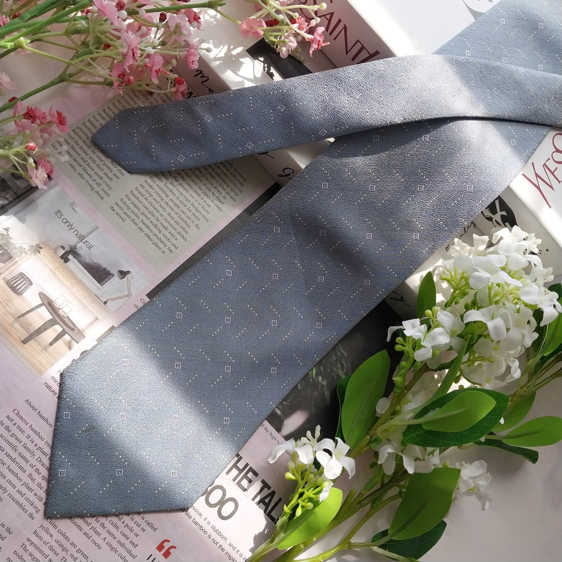 입생로랑 실크 블루 패턴 넥타이 9.4cm A~B등급 K2315
 상품이미지4