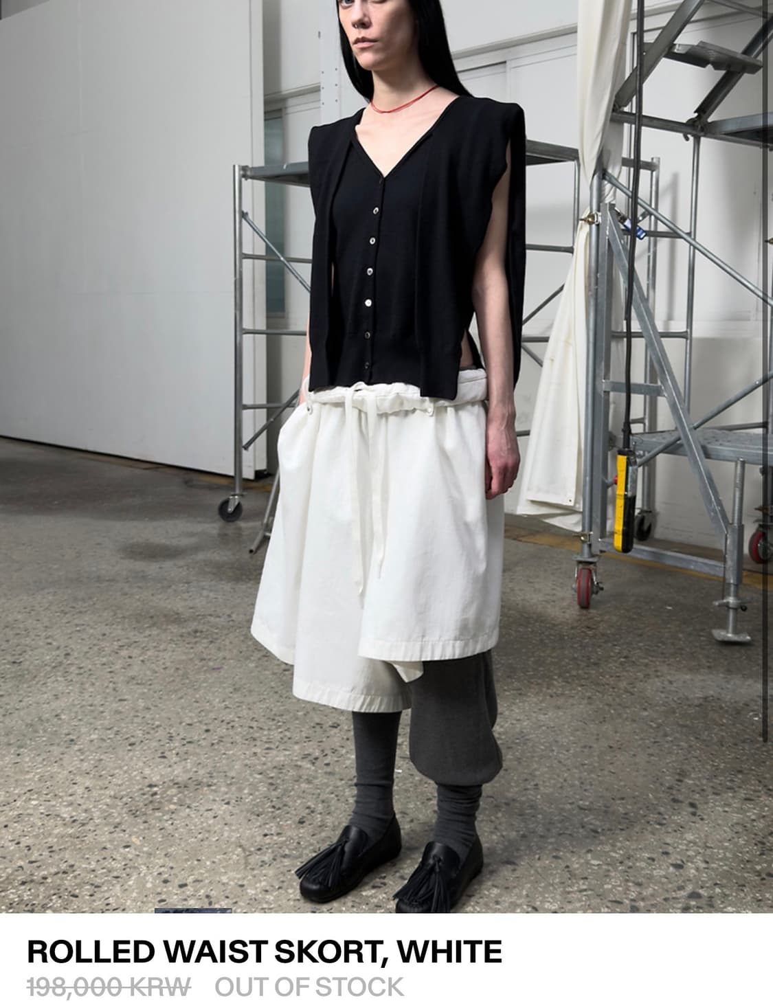 OPEN YY ROLLED WAIST SKORT WHITE 상품이미지3