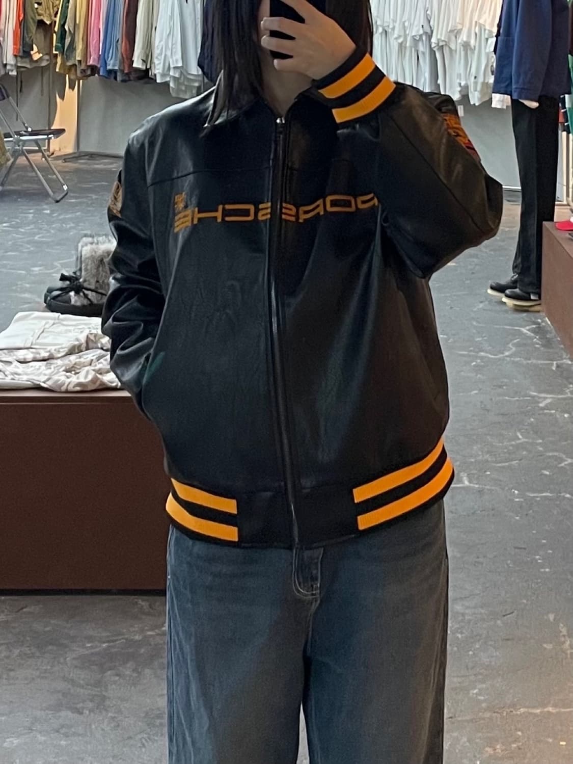 포르쉐 빅패치로고 레더자켓 H1383 상품이미지1