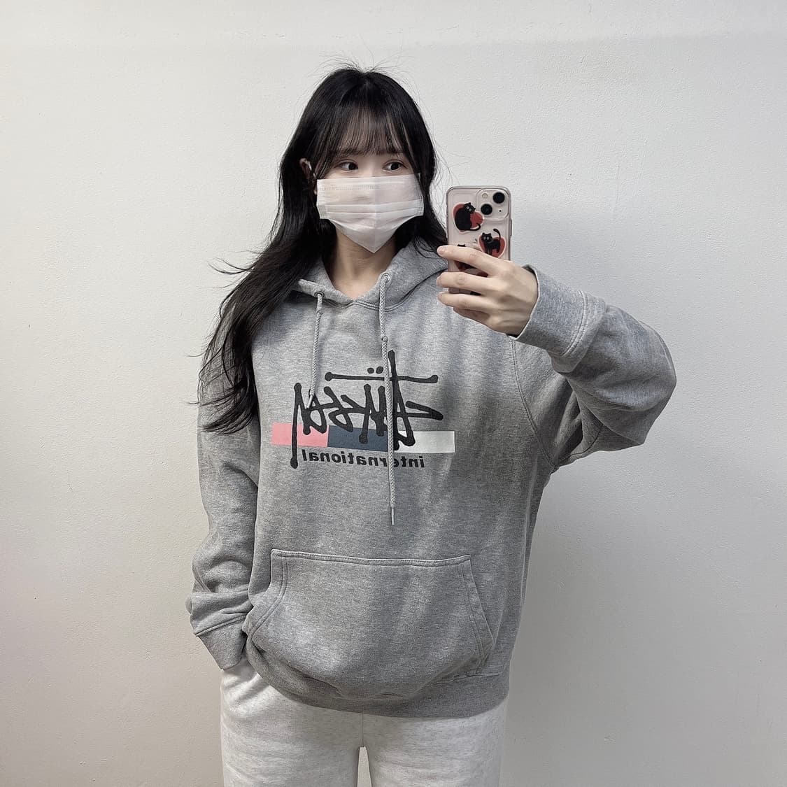 스투시 인터네셔널 후드티 그레이 상품이미지1