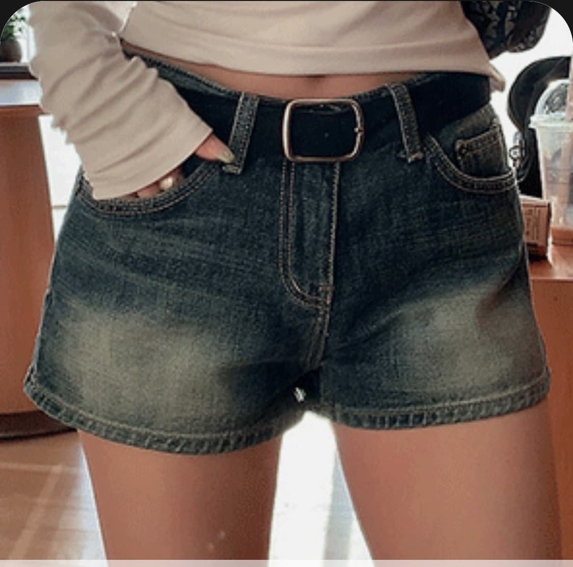 [무배] *새상품* 워싱 로우 데님 반바지 숏팬츠 상품이미지1