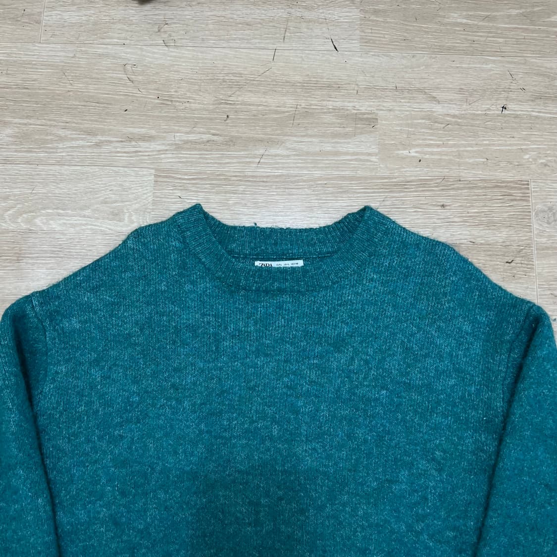 자라 미니멀 루즈핏 라운드넥 니트 스웨터 [블루 그린] L/100 상품이미지2