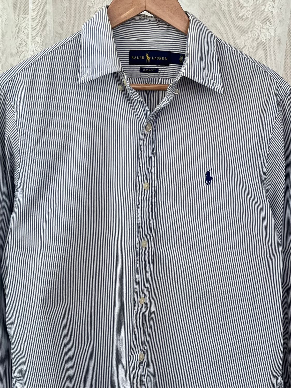 M) 폴로 랄프로렌 클래식핏 스트라이프 셔츠 블루 상품이미지3