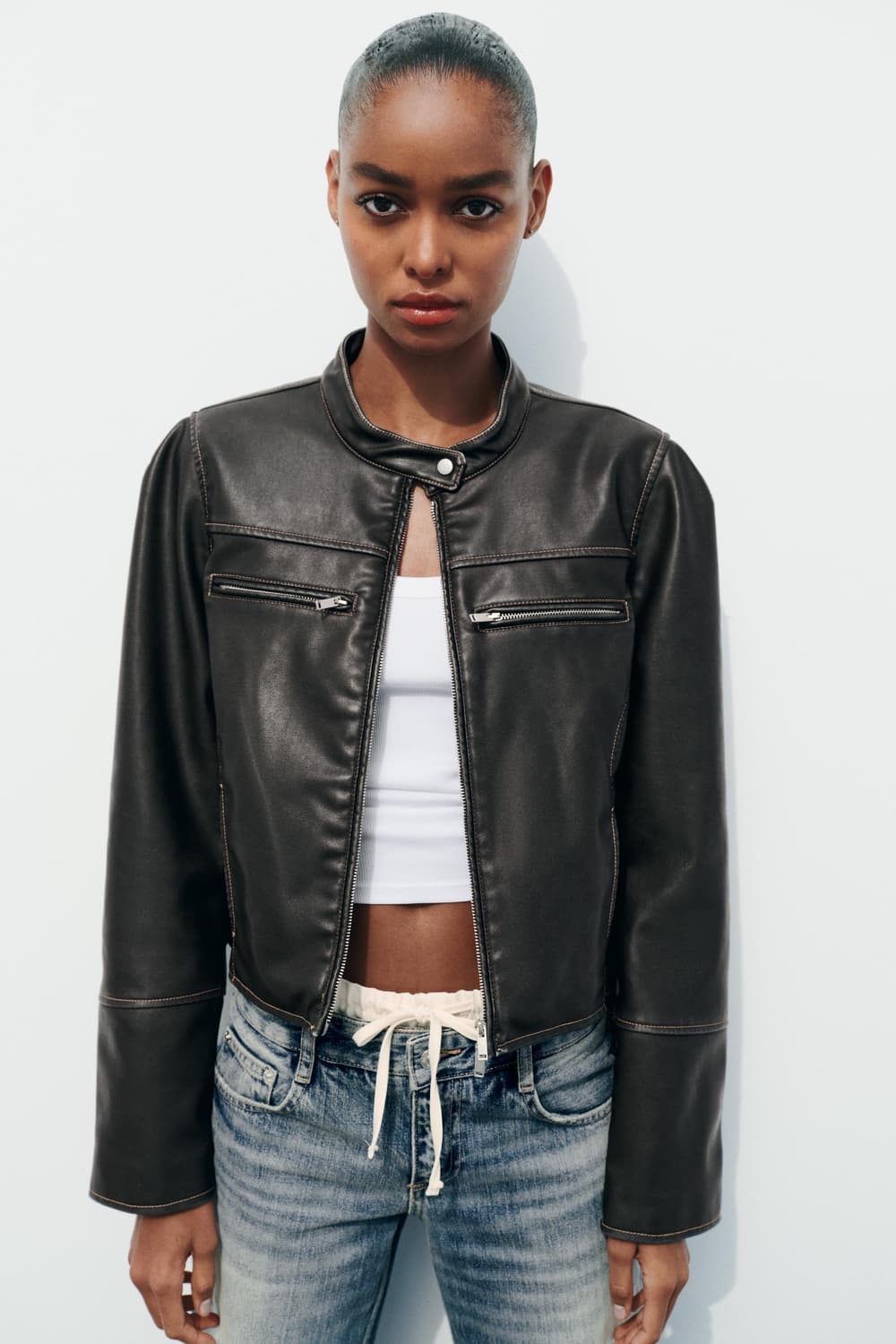 zara 자라 디스트레스드 레더 이펙트 자켓 상품이미지1