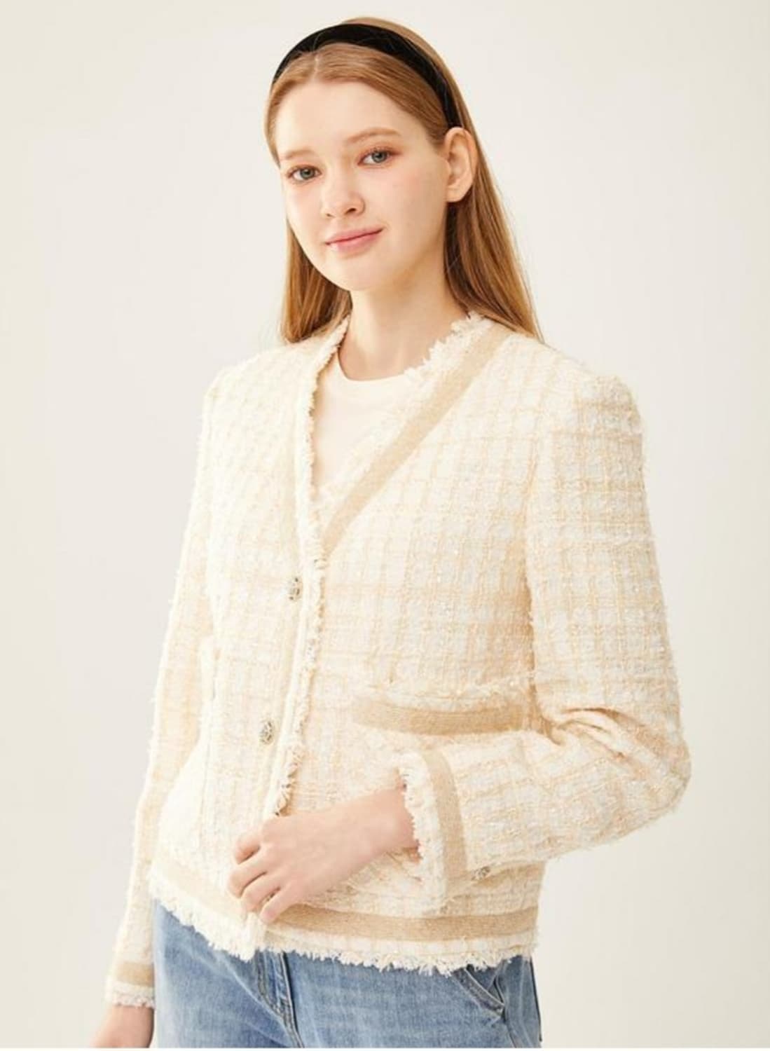 (블랙색상)지컷 트위드자켓 66사이즈 상품이미지4