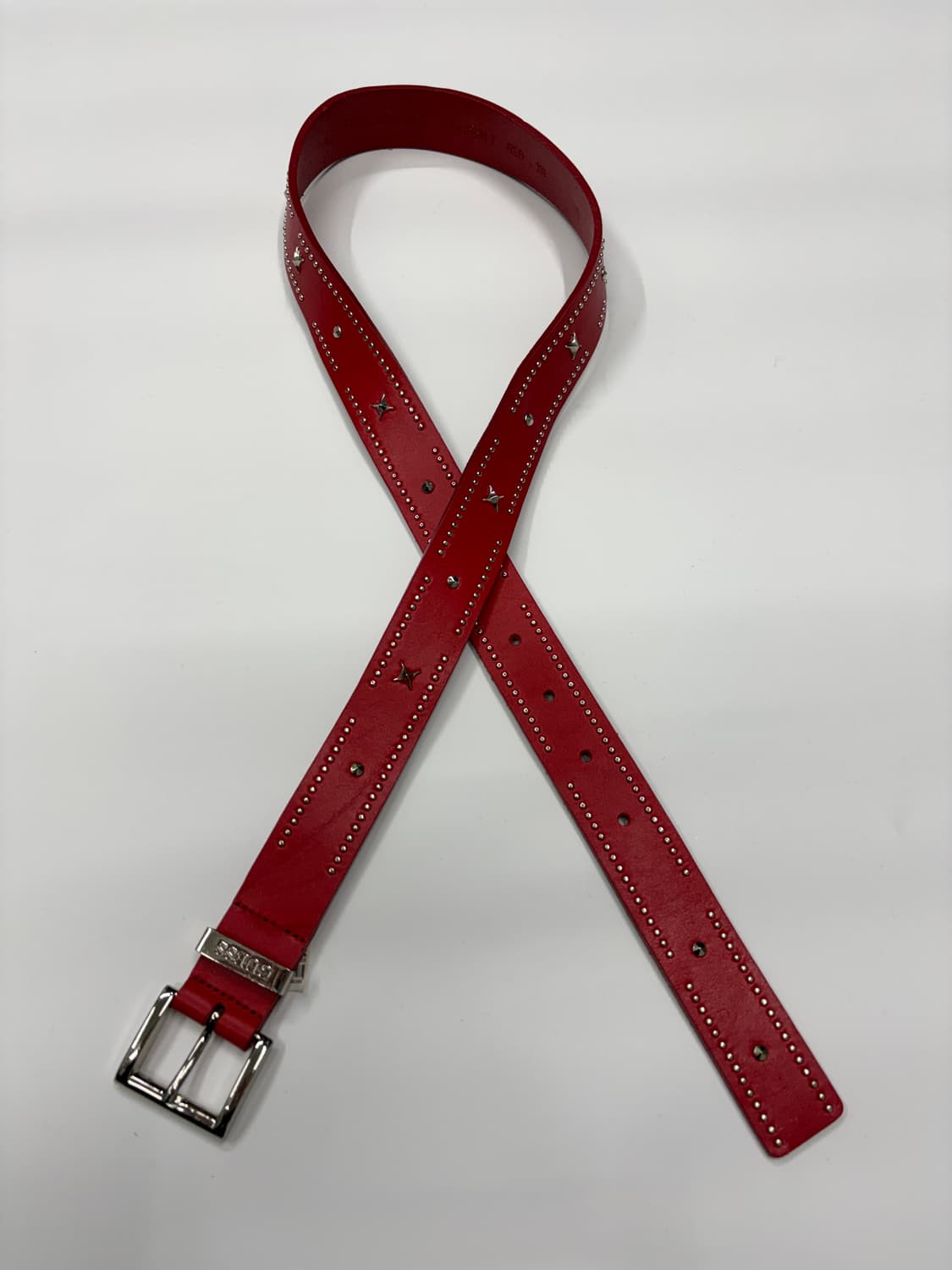 GUESS 게스 빈티지 레드 스터드 레더 벨트 상품이미지4