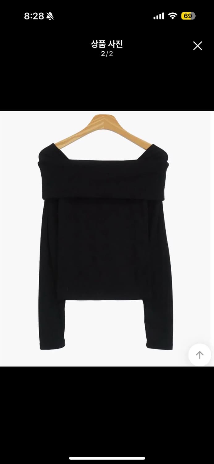 오프숄더 슬림 티 블랙 상품이미지2