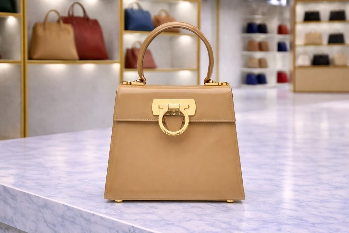 [A급] 페라가모 아이코닉 탑핸들 카프 가죽 스몰 베이지 판매합니다!!! 상품이미지1