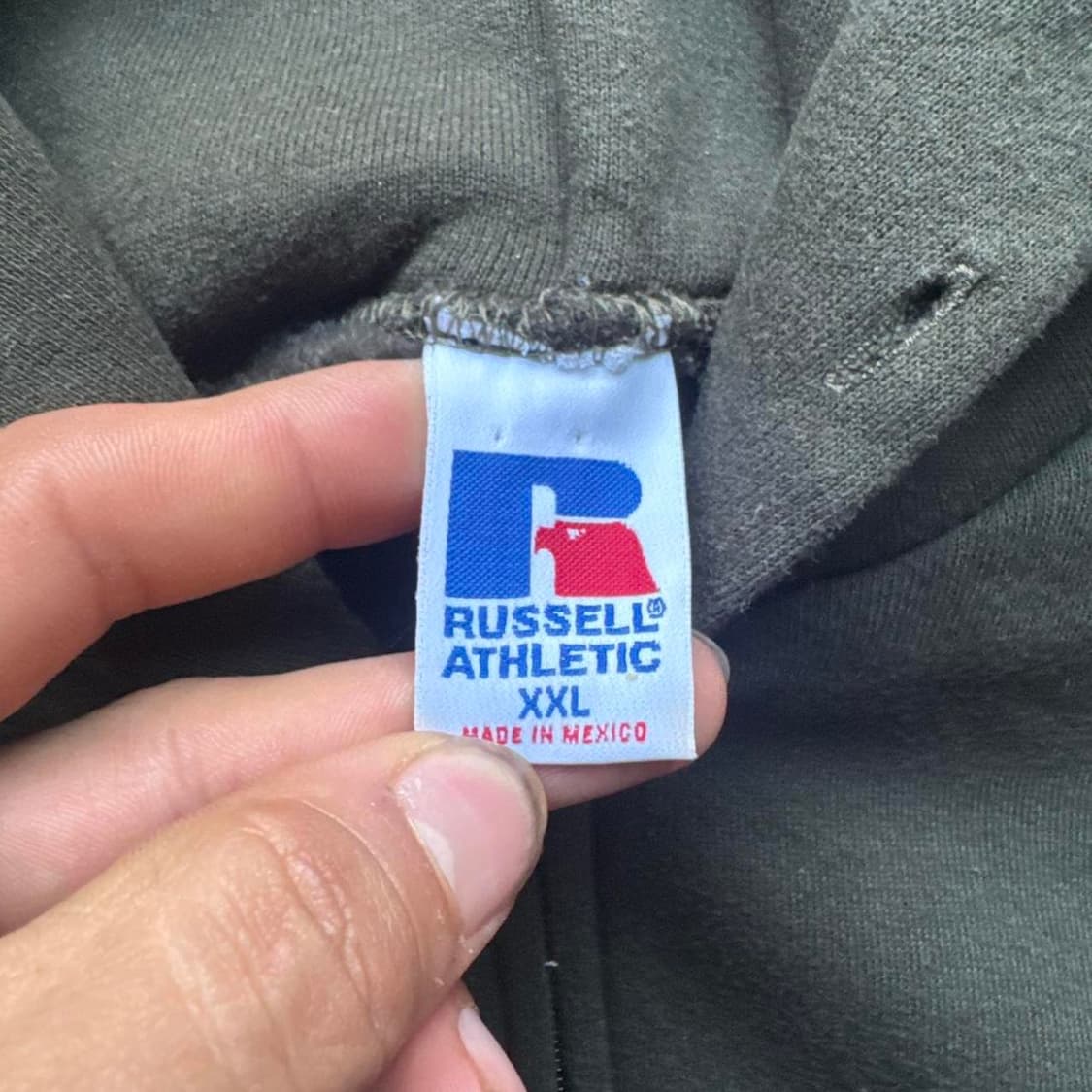  90s 러셀 애슬레틱 후드집업 올리브 그린 상품이미지3