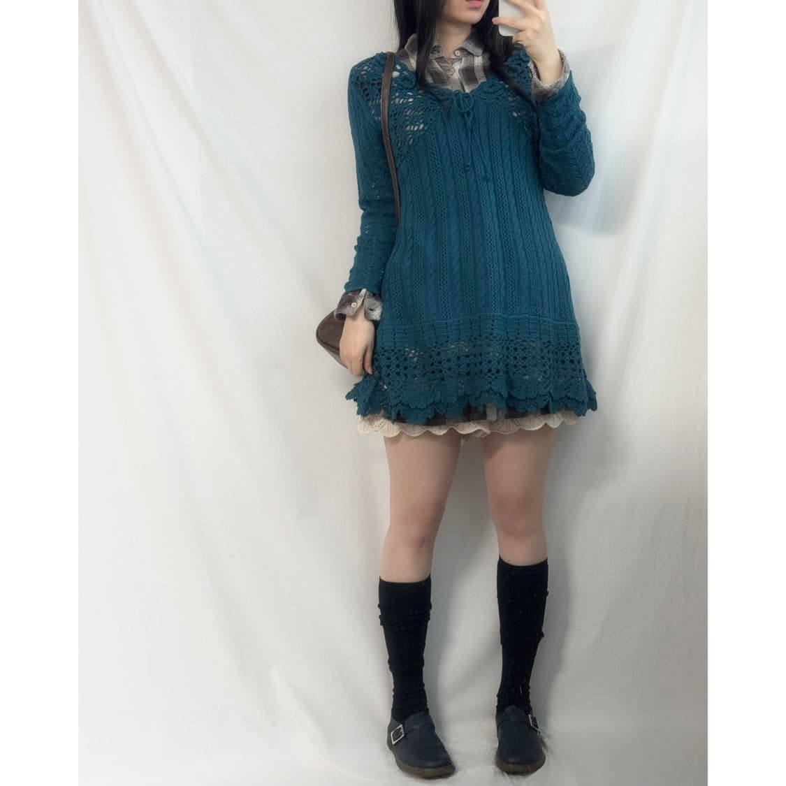 양면 체크 셔츠 원피스 상품이미지3