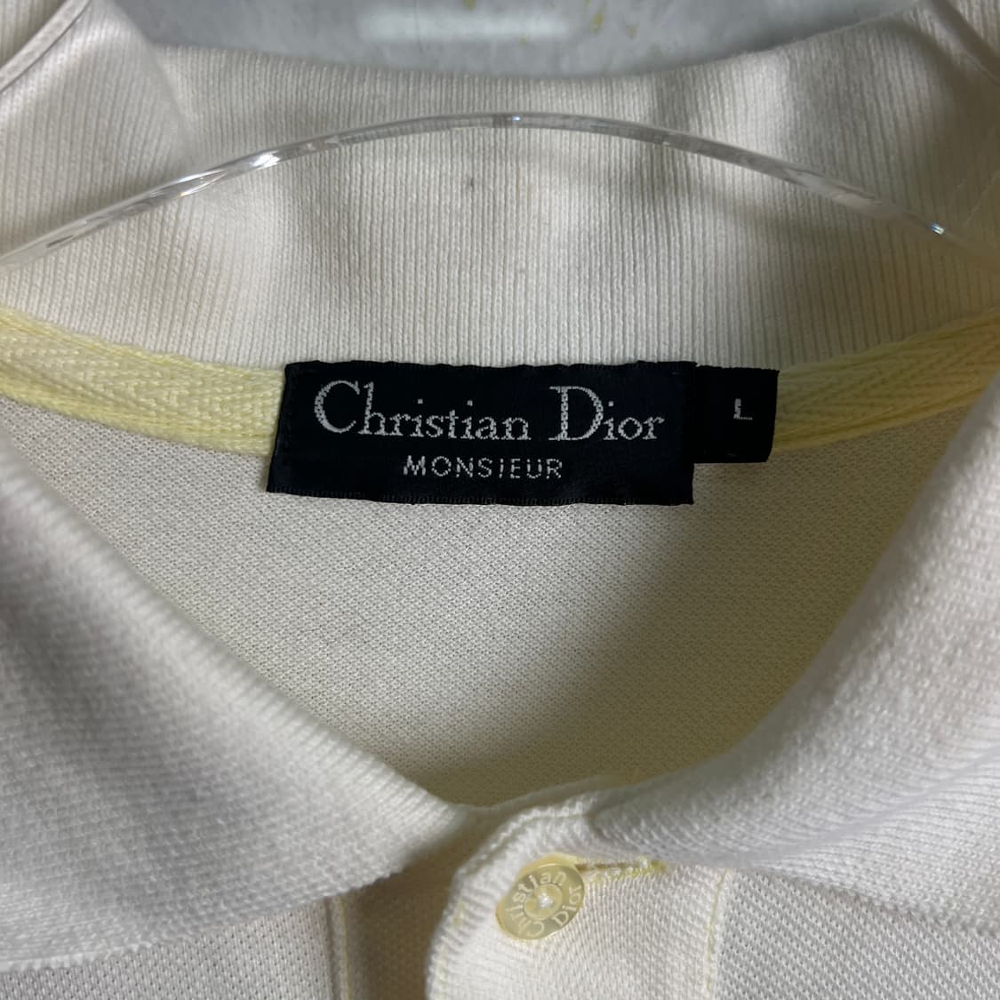 Dior 크리스찬 디올 무슈 빈티지 아이보리 반팔 폴로 셔츠 L 상품이미지3