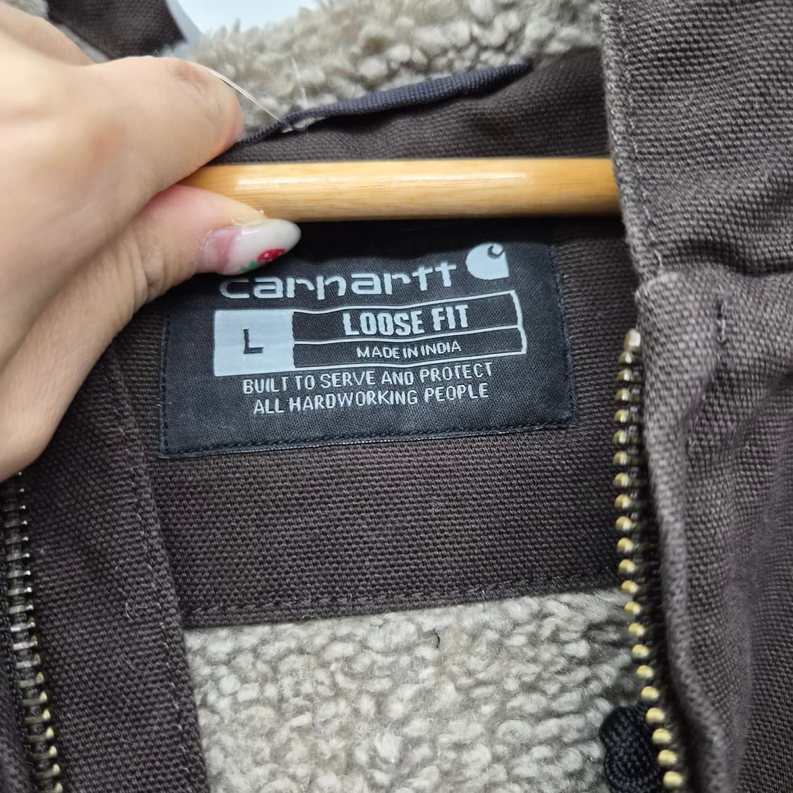 칼하트 워시드 덕 셰르파 안감 자켓 브라운 남성 L 상품이미지3