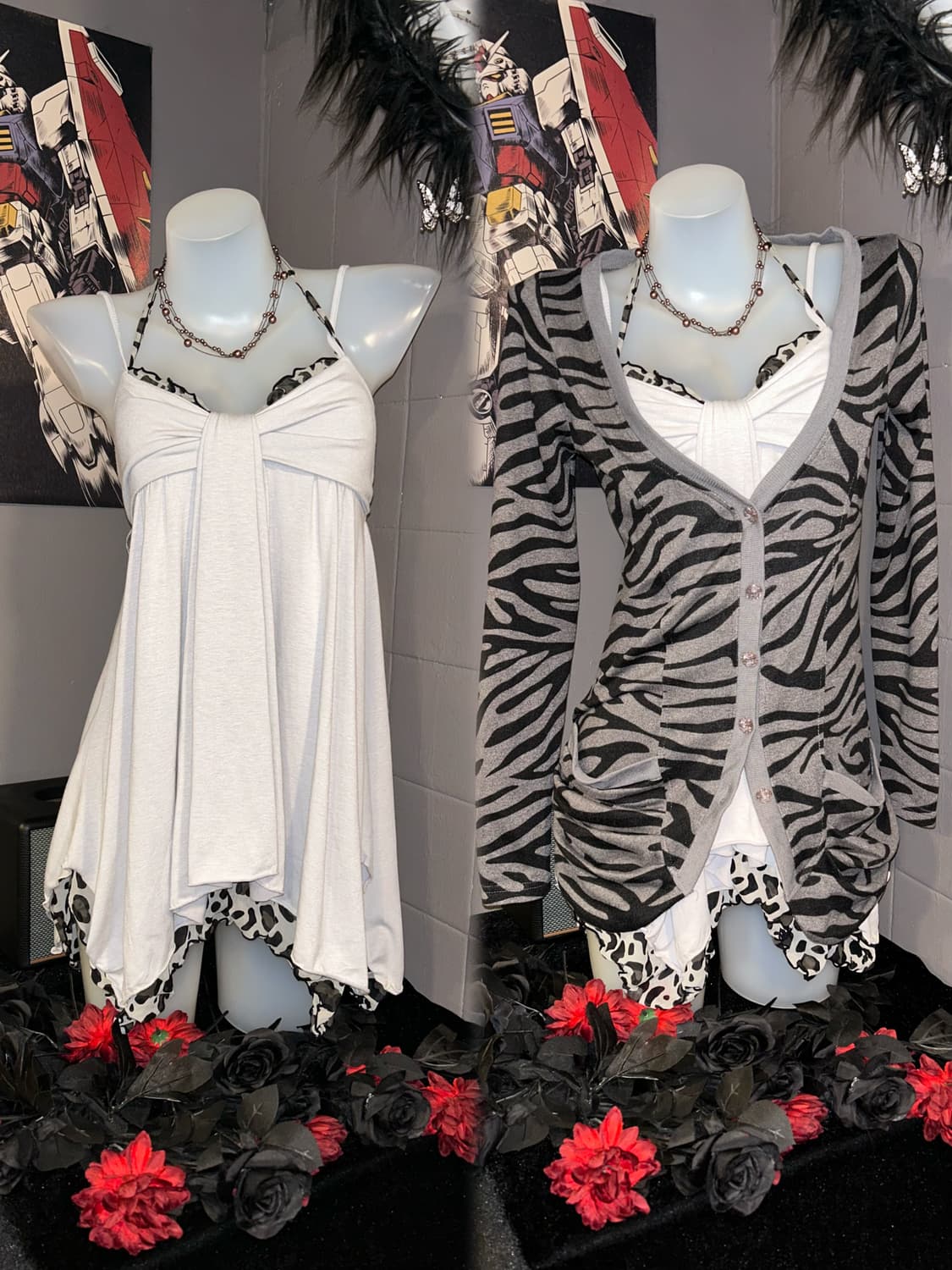 호피 레이스 포인트 홀터넥 나시 원피스 갸루y2k 상품이미지2