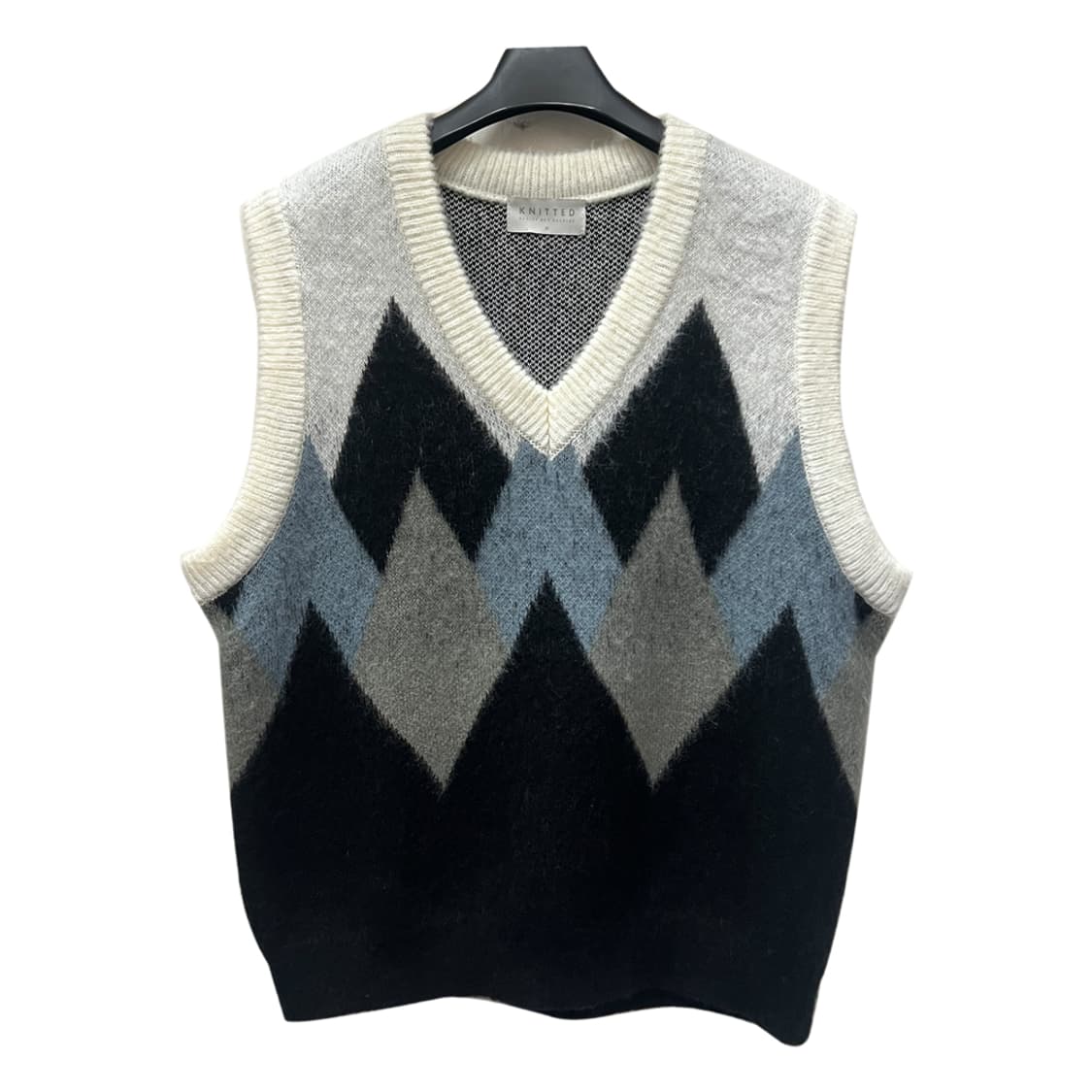 니티즈 벌키 오버핏 브러쉬 아가일 베스트 조끼 M 상품이미지1