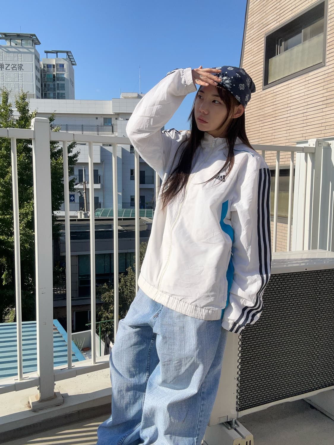 90s ADIDAS 화이트 포카리 윈드브레이커 트랙집업 상품이미지2