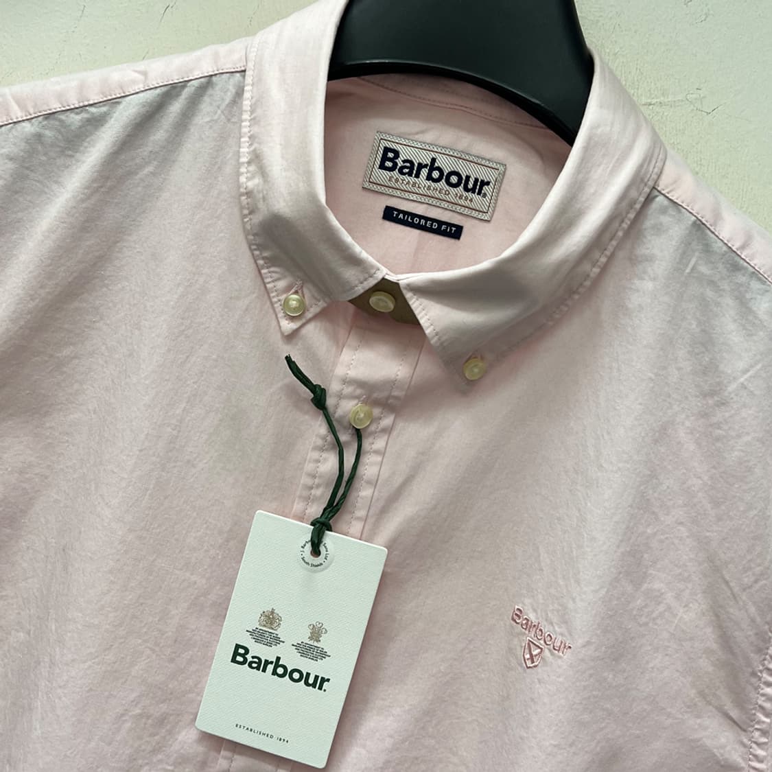 Barbour 바버 포플린 크레스트 핑크 반팔 셔츠 M 상품이미지4