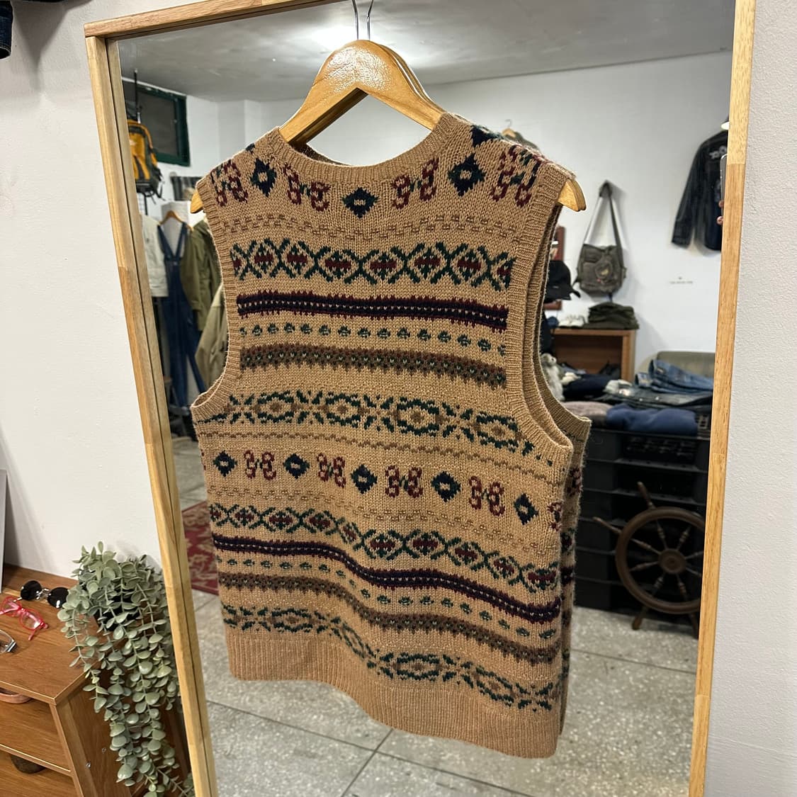 90s 폴로 페어아일 카멜헤어 니트 베스트 상품이미지2