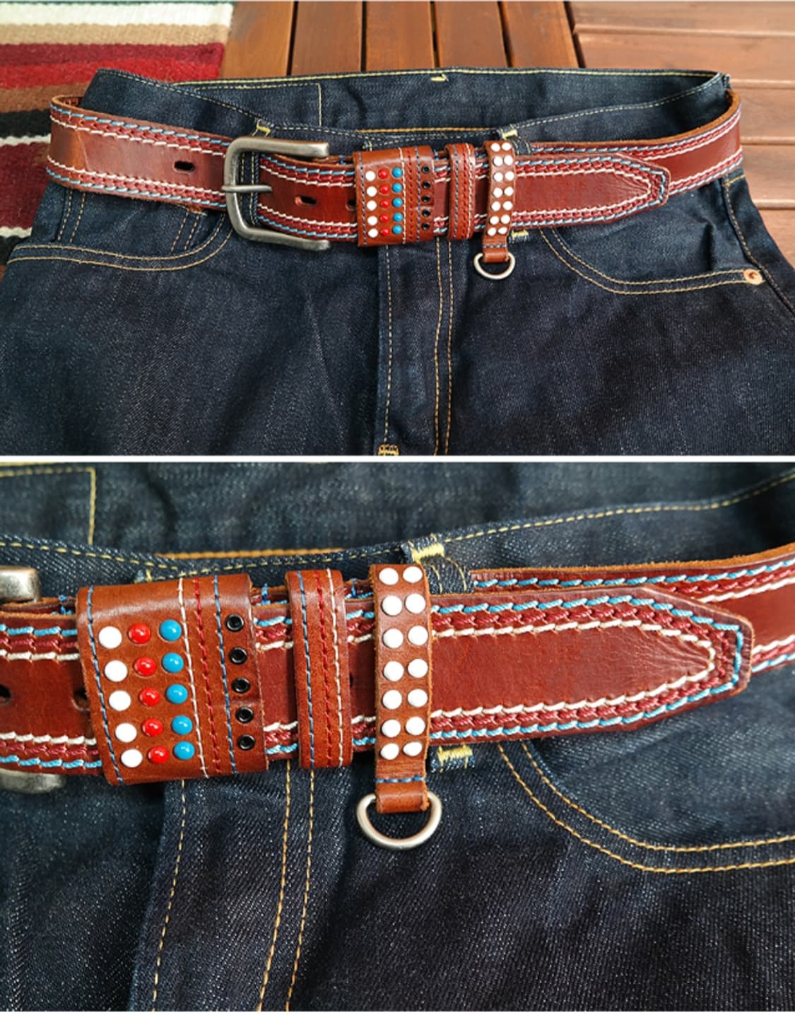 일본빈티지 도톰한 소가죽 벨트 33사이즈 미만 상품이미지5