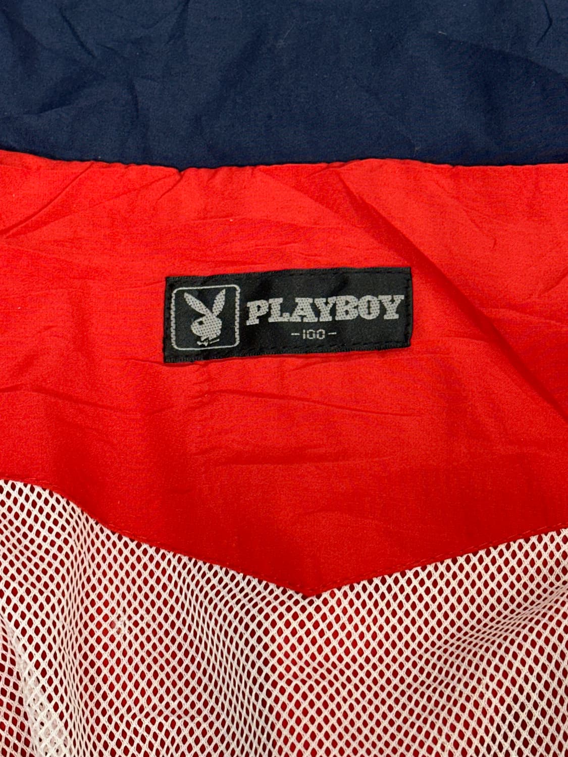 플레이보이 레드 네이비 오버핏 후드 올드스쿨 바람막이 자켓 100 상품이미지7