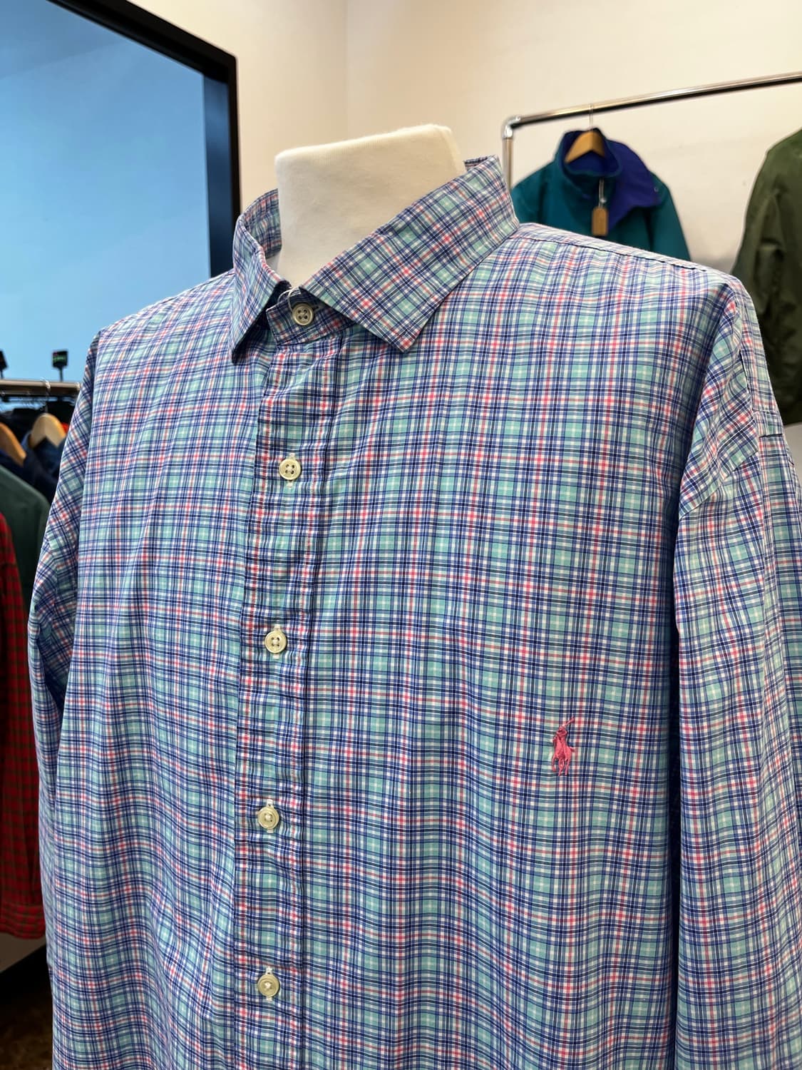 폴로 랄프 로렌 핑크 포니 체크 셔츠 상품이미지1