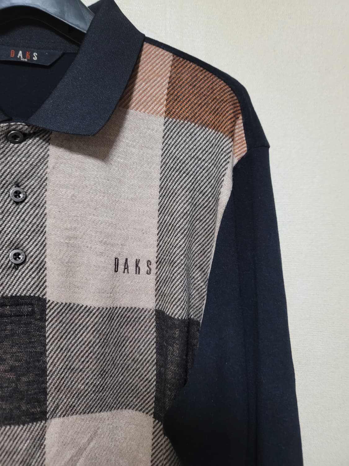 닥스 골프 체크배색 긴팔 카라티 상품이미지3